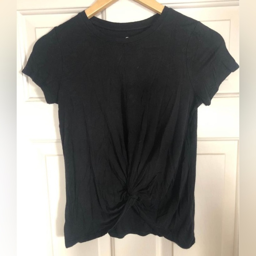Art Class Girls Middle Twist Black Short Sleeved Shirt Size Large
